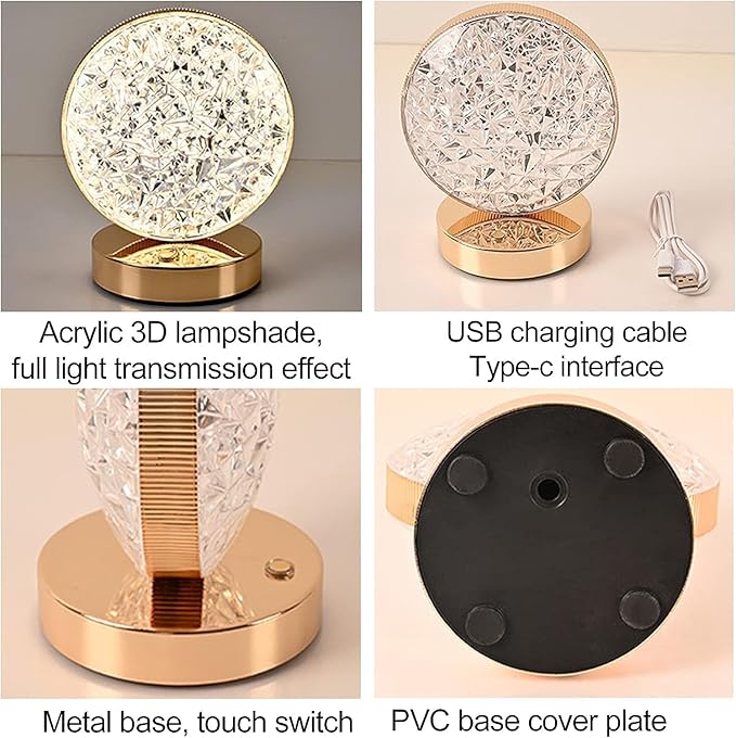 Crystal Round LED Table Lamp
